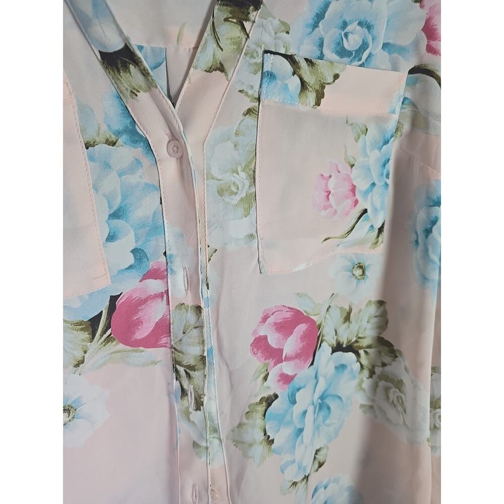Candie's Pink Floral Lightweight Blouse Top Sz Small Office Formal Work Casual - Picture 4 of 10